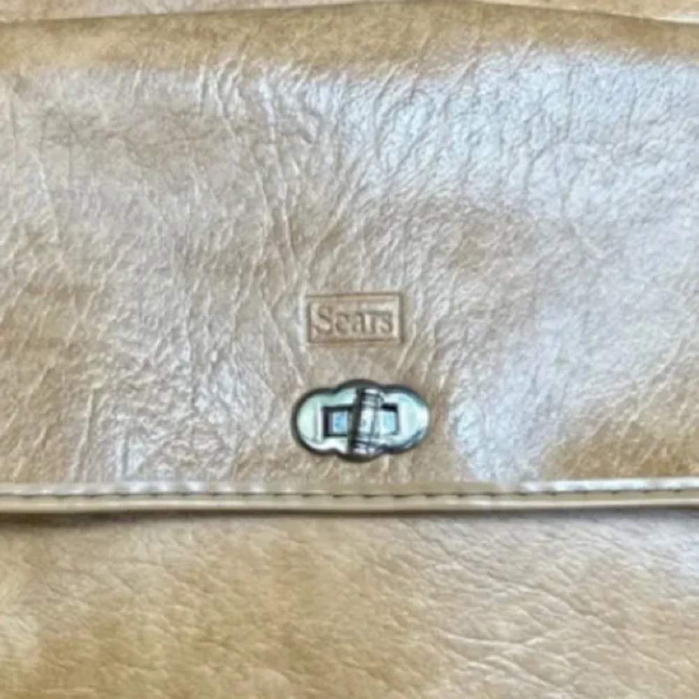 Vintage Sears Carry On Travel Tote Weekender Bag - Camel Tan- Mid Size- Unisex - Picture 7 of 8